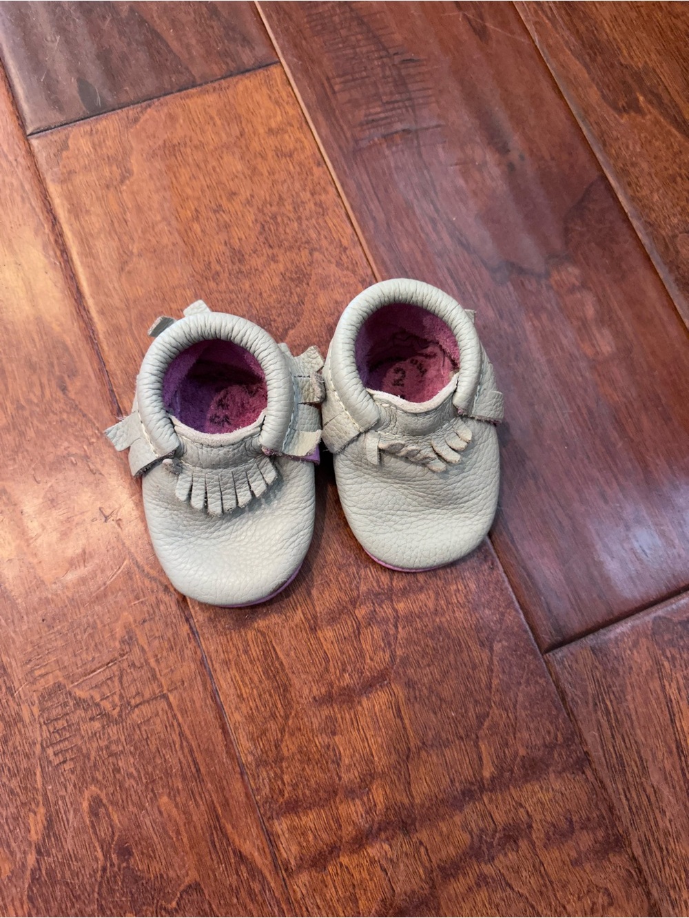 Baby Fringe Moccasin Soft Leather Slip-On Shoes - Gray